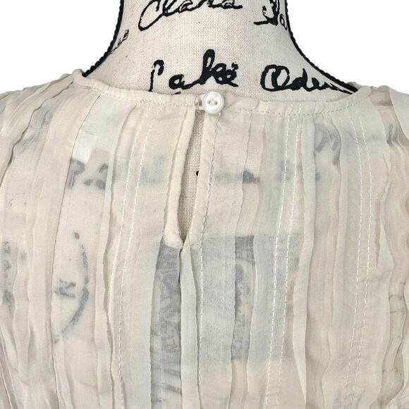 Line & Dot Ivory Ruffle Pleaded Sheer Blouse, Small - Picture 5 of 11